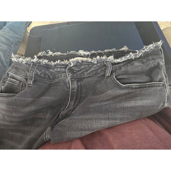 KanCan Skinny Plus High Rise Frayed Waist and Hem Black Jean Size 18 - Picture 4 of 8